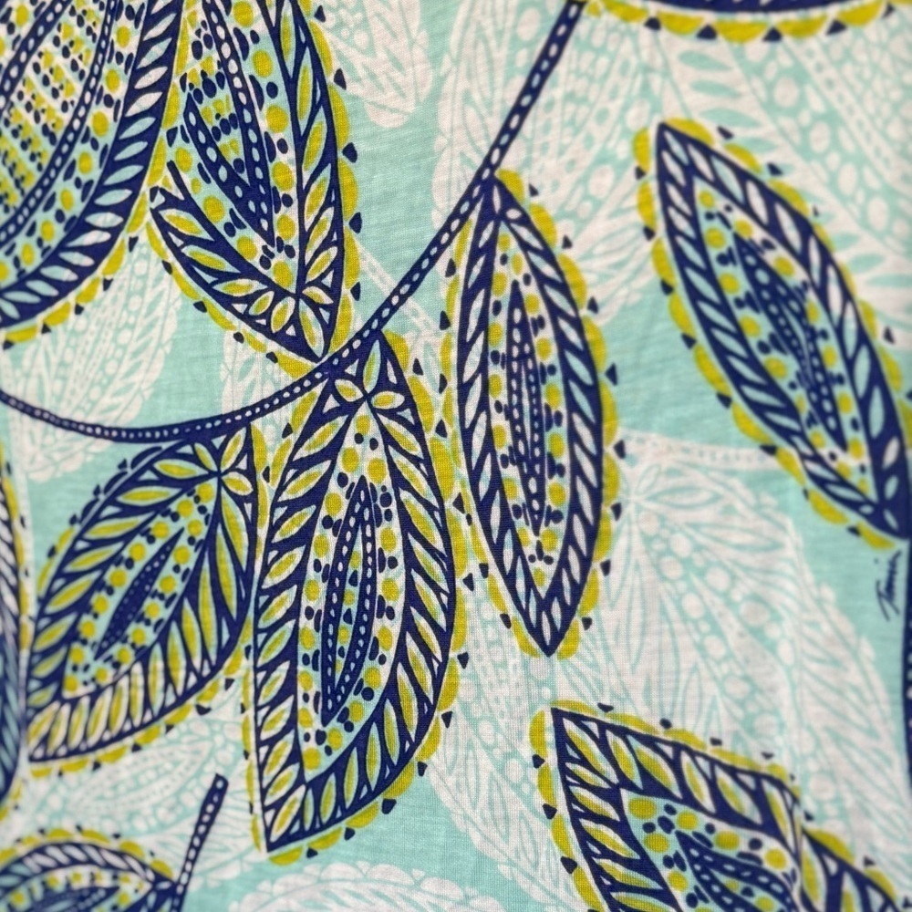 Trina Turk Blue Tropical Leaf Print Sleeveless Lightweight Mini Dress- Small - Picture 6 of 6